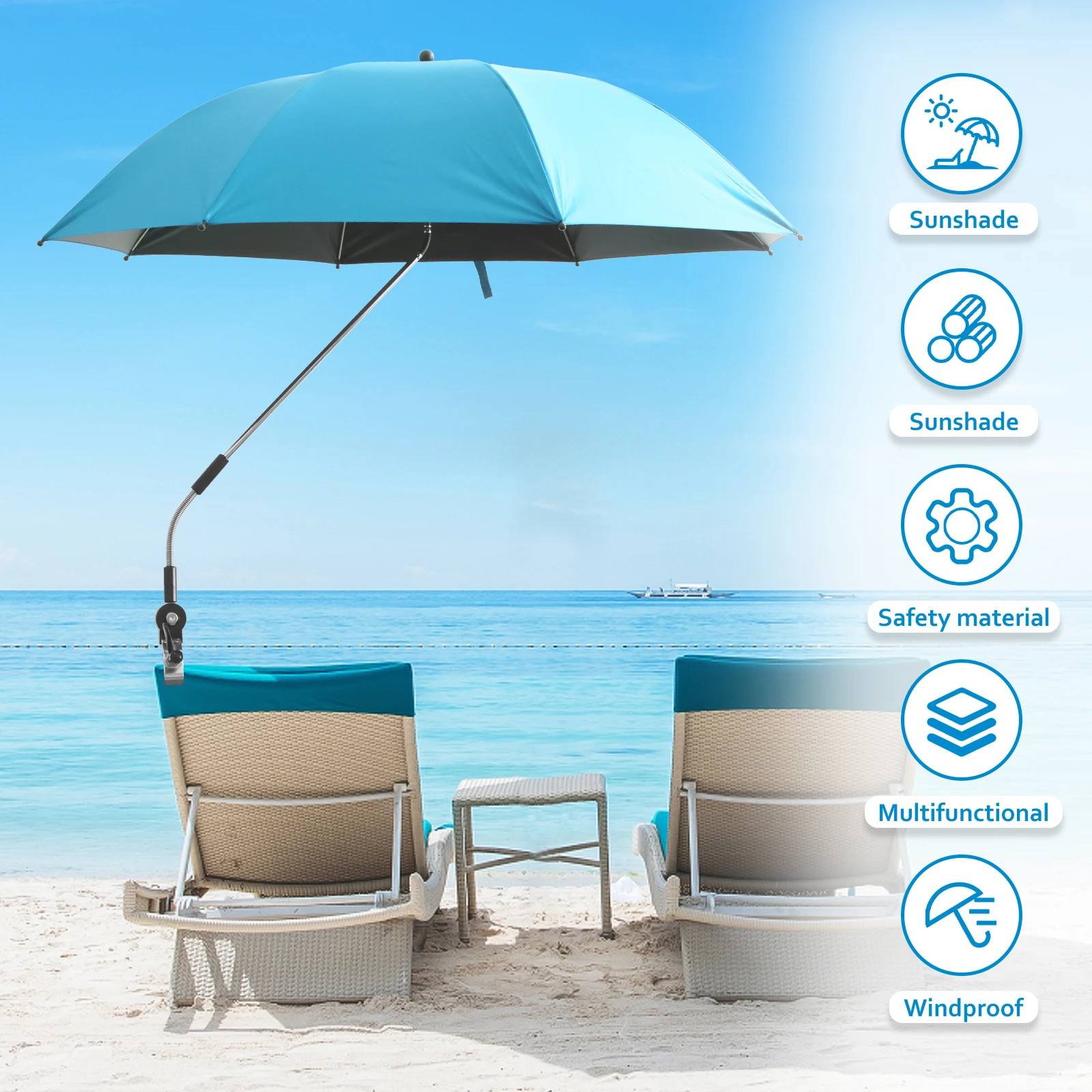 New Detachable Clamp Sun Umbrella Portable Foldable Chair Parasol For Camping Beach Fishing Chair Outdoor Sun Protection