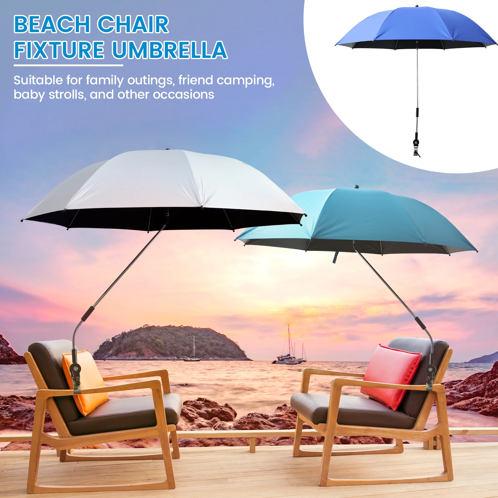New Detachable Clamp Sun Umbrella Portable Foldable Chair Parasol For Camping Beach Fishing Chair Outdoor Sun Protection