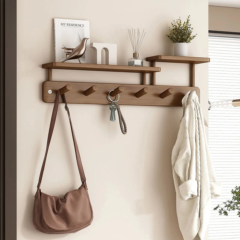 Wall Mounted Coat Racks Entrance Hall Clothes Storage Rack Stand Interior Hallway Clothing Organizer Hanger with Storage Shelf