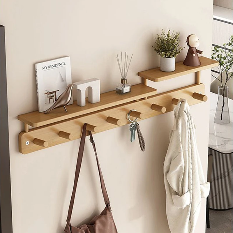 Wall Mounted Coat Racks Entrance Hall Clothes Storage Rack Stand Interior Hallway Clothing Organizer Hanger with Storage Shelf