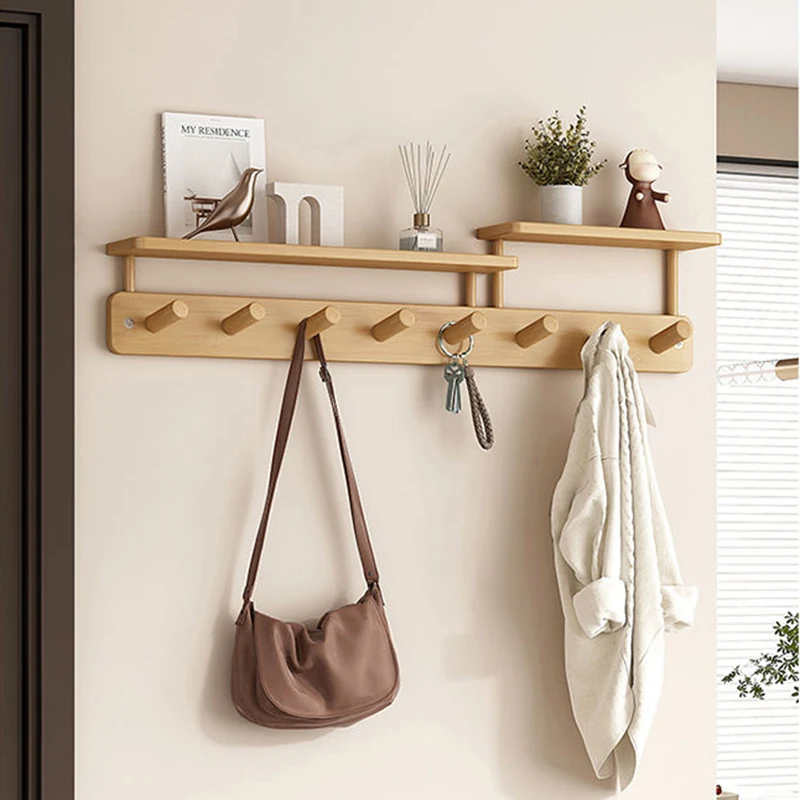 Wall Mounted Coat Racks Entrance Hall Clothes Storage Rack Stand Interior Hallway Clothing Organizer Hanger with Storage Shelf