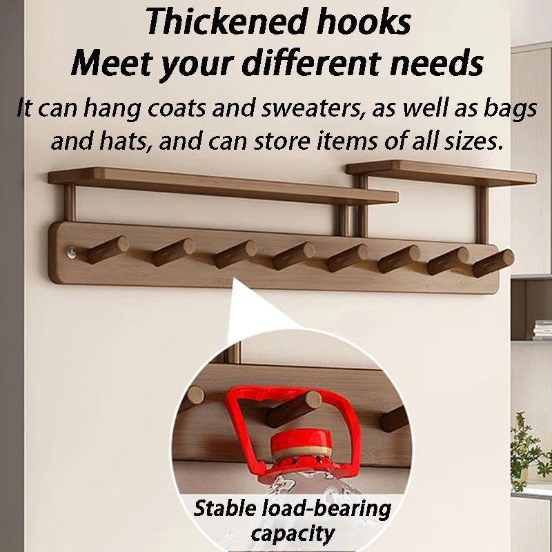 Wall Mounted Coat Racks Entrance Hall Clothes Storage Rack Stand Interior Hallway Clothing Organizer Hanger with Storage Shelf