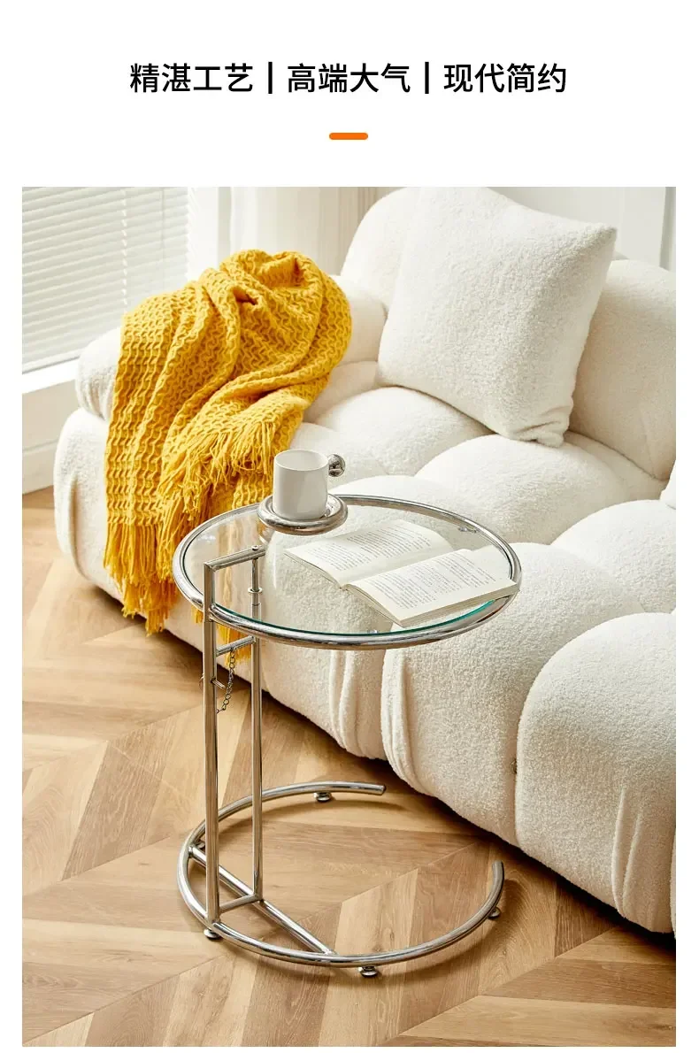 Transparent Glass Table Creative Lift Coffee Table Simple Sofa Table Nordic C-shaped Tables Geometric Round Tables