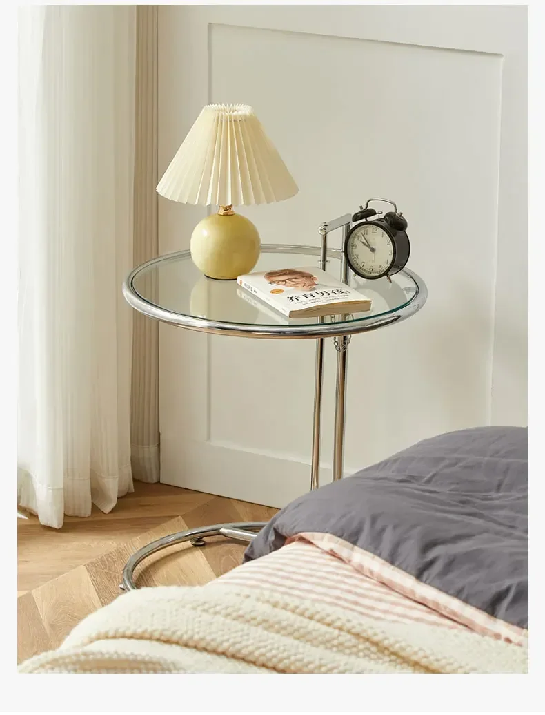 Transparent Glass Table Creative Lift Coffee Table Simple Sofa Table Nordic C-shaped Tables Geometric Round Tables