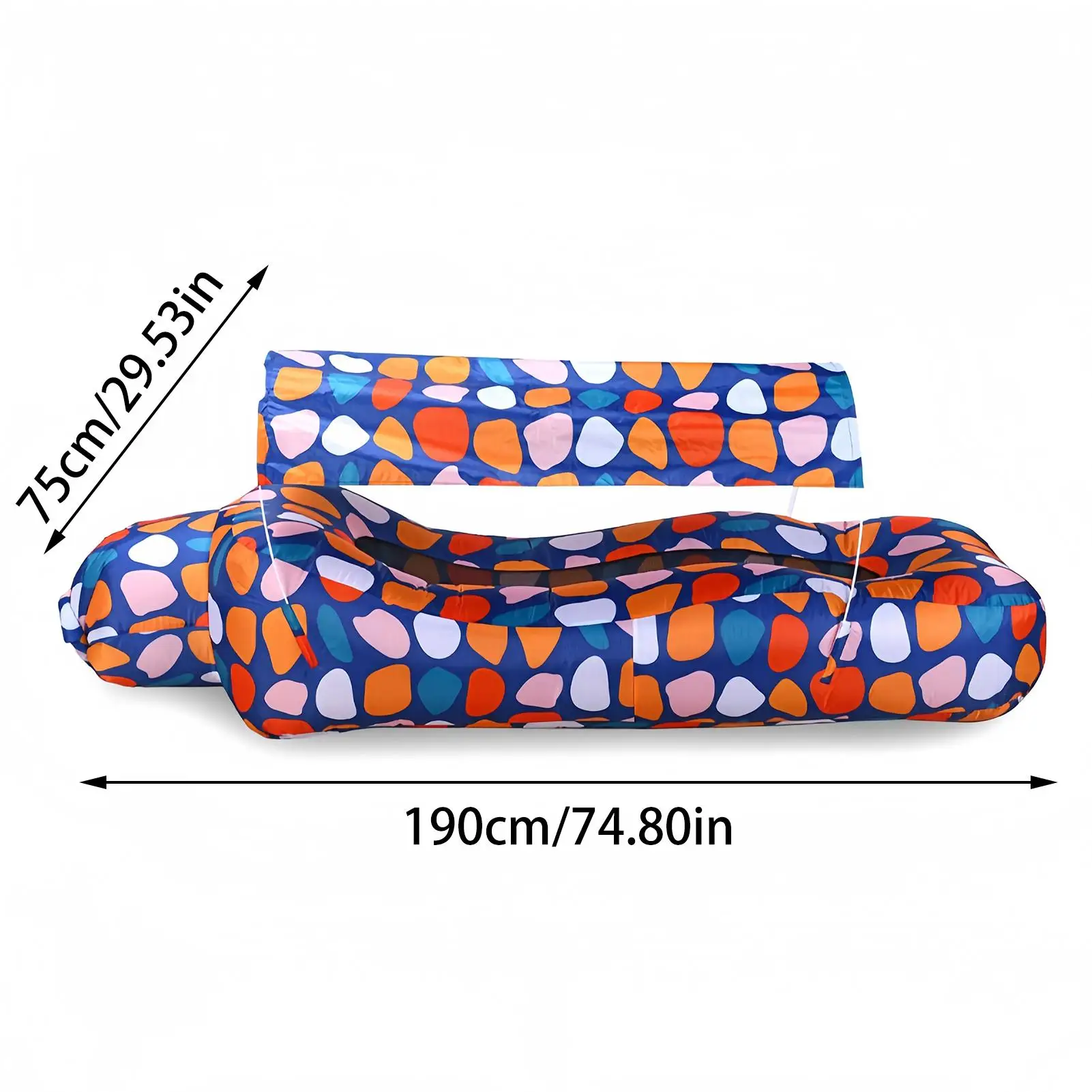 Inflatable Beach Lounger Camping Air Sofa With Sun Shade No-Pump Blow Up Couch For Outdoor Camping Hiking Picnic Vacation