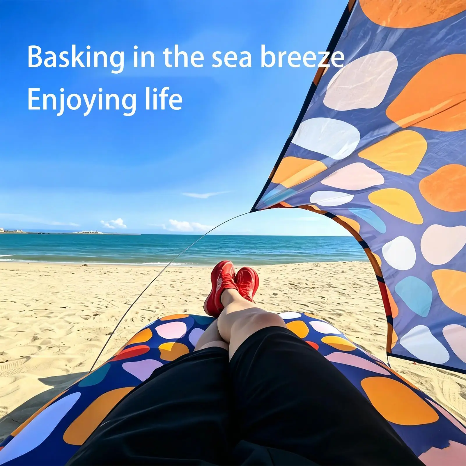 Inflatable Beach Lounger Camping Air Sofa With Sun Shade No-Pump Blow Up Couch For Outdoor Camping Hiking Picnic Vacation