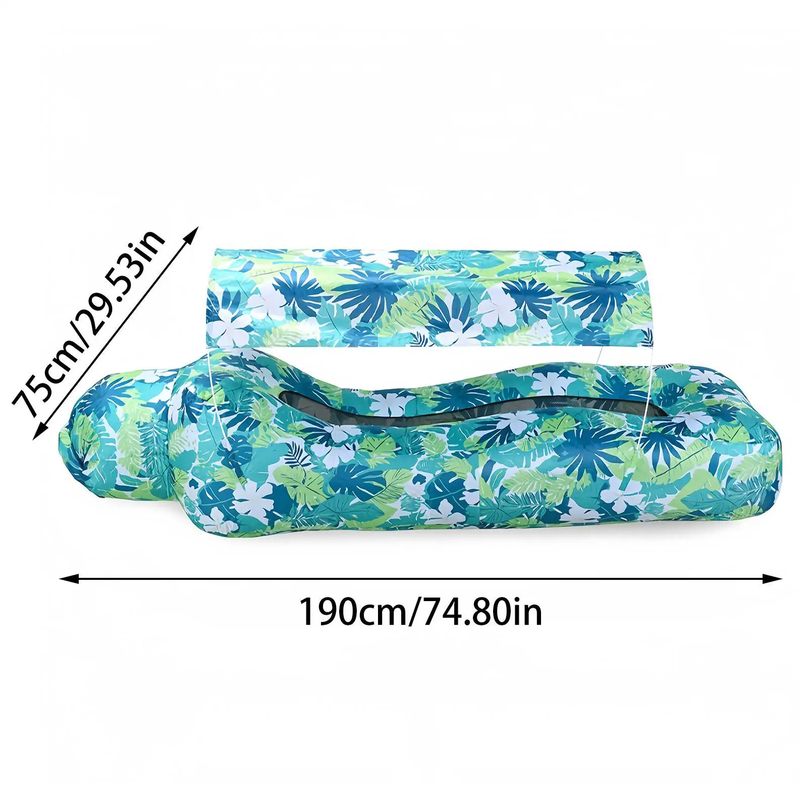Inflatable Beach Lounger Camping Air Sofa With Sun Shade No-Pump Blow Up Couch For Outdoor Camping Hiking Picnic Vacation
