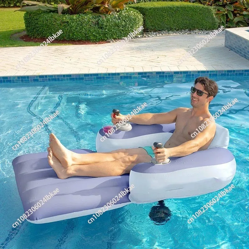 Inflatable Automatic Floating Row Built-in Propulsion Motor Rings Outdoor Swimming Pool Water Foldable Backrest Motor Lounge
