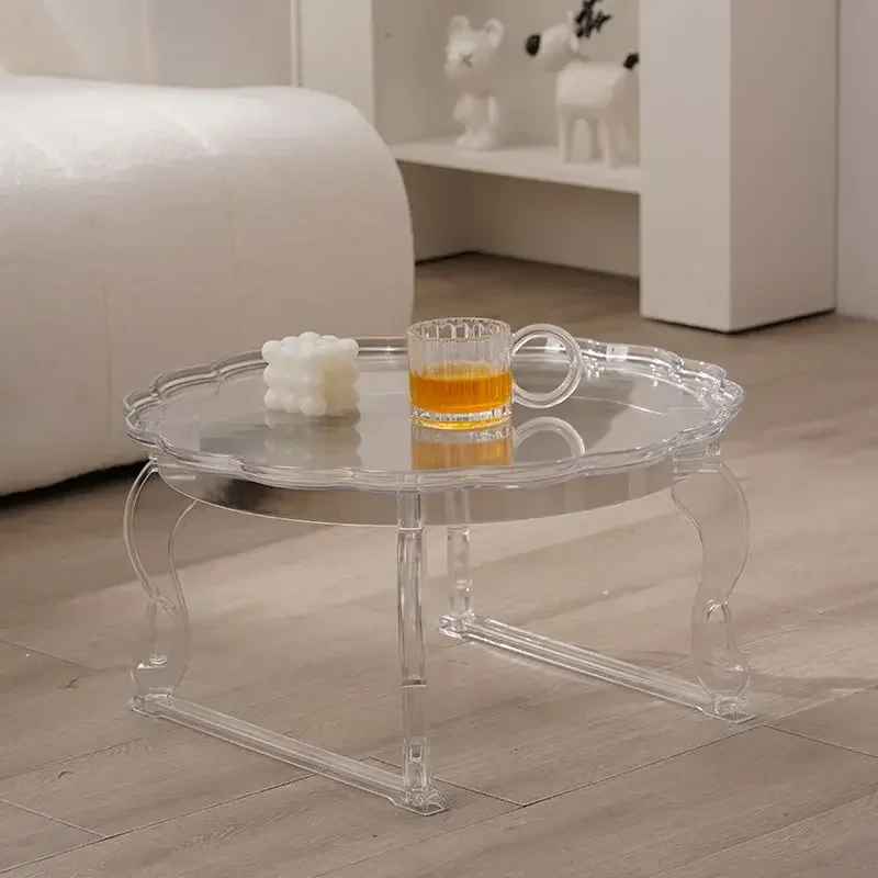 Acrylic small coffee table,Furniture Nordic, Coffee Table, Simple, Home, Small Round Table, Balcony, Acrylic, Transparent, Round