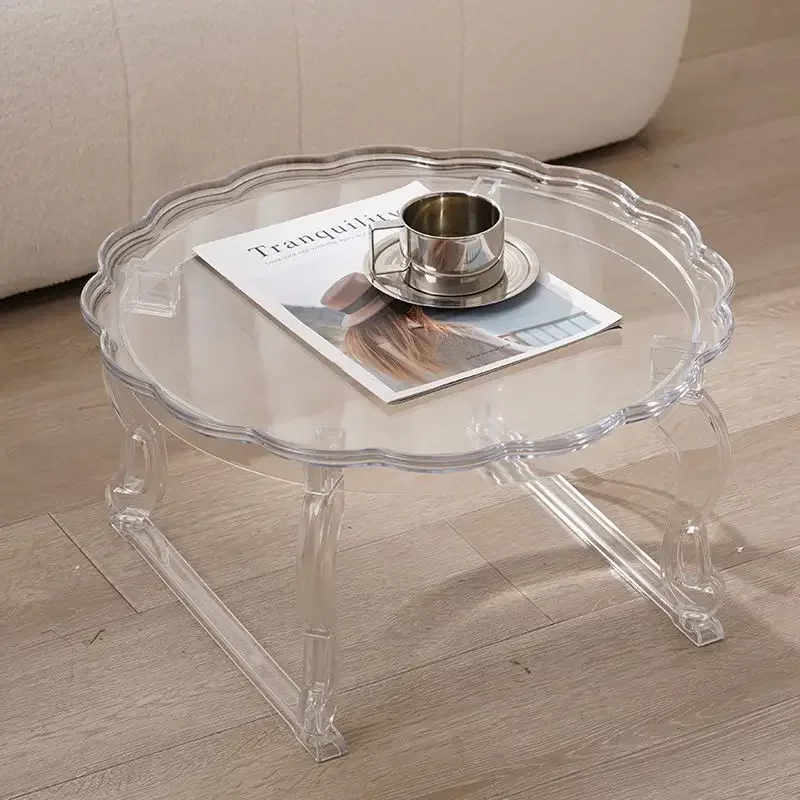 Acrylic small coffee table,Furniture Nordic, Coffee Table, Simple, Home, Small Round Table, Balcony, Acrylic, Transparent, Round