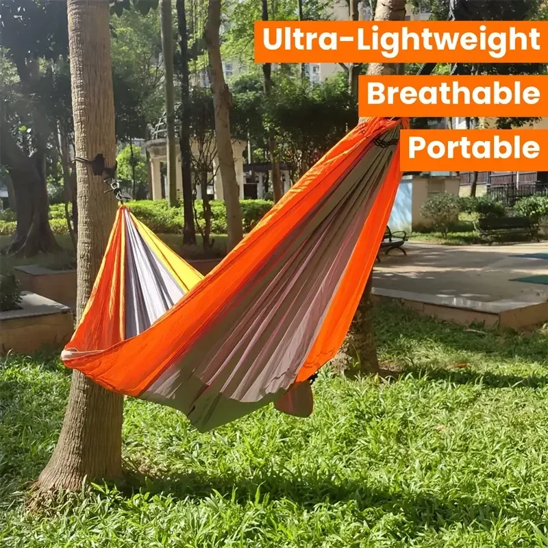 Portable Lightweight Parachute Nylon Camping Hammock, Outdoor Gear for Backpacking Travel Survival