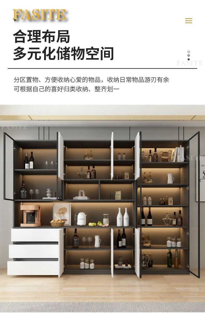 LivingRoom Cabinet Premium Solid Wood Dining Side Cabinet Integrated Household Light Luxury High-end Wine Cabinet Storage Locker
