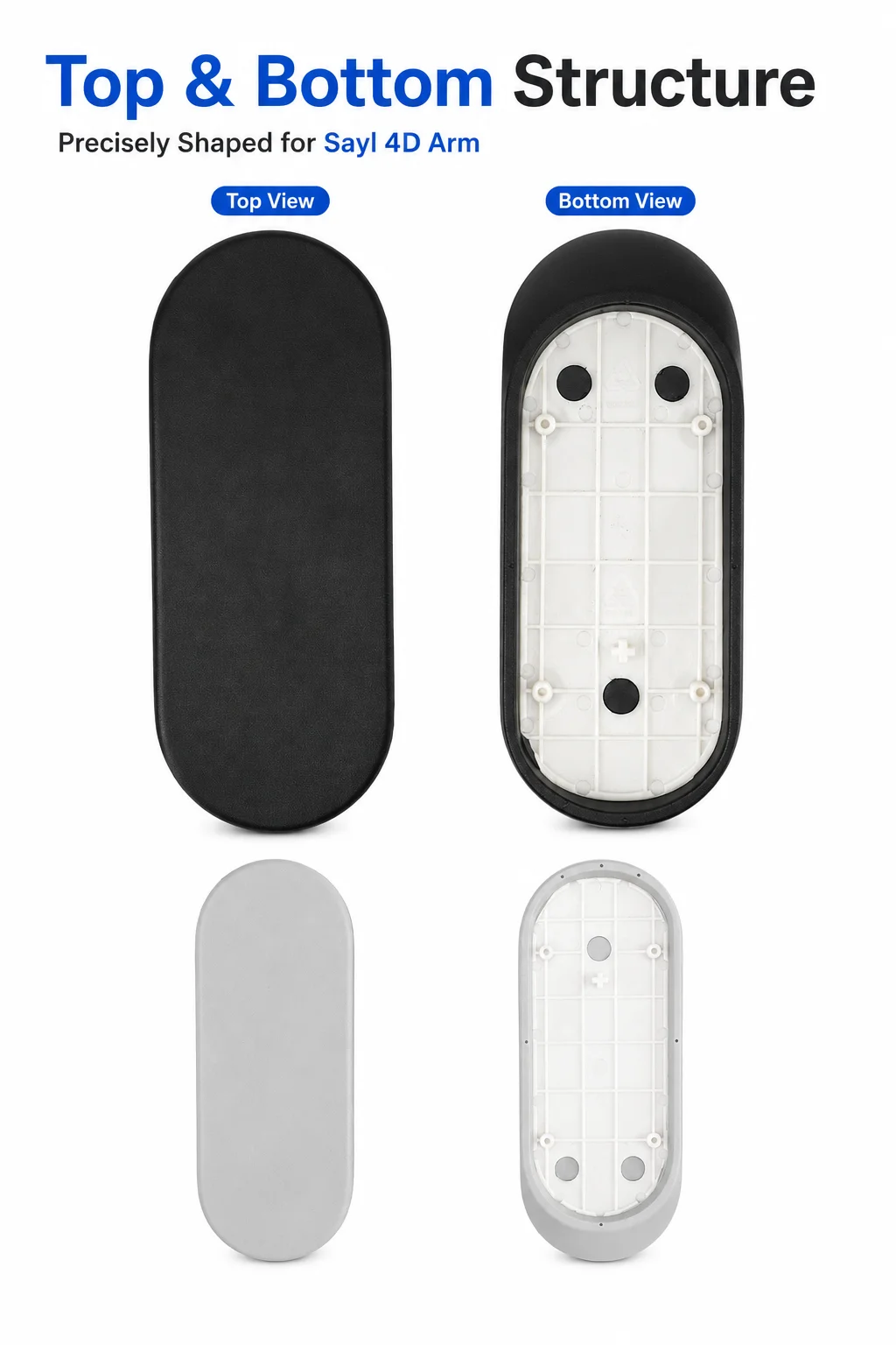 Herman Miller Sayl 4D Arm Pads Replacement Black/Light Gray 1 Pair Office Chair Armrest Pad Caps Repair Parts