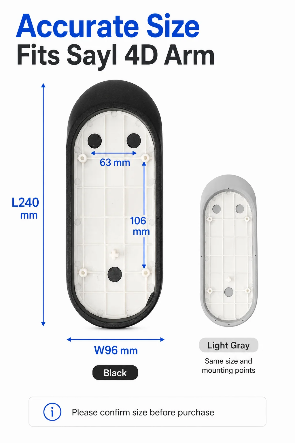 Herman Miller Sayl 4D Arm Pads Replacement Black/Light Gray 1 Pair Office Chair Armrest Pad Caps Repair Parts