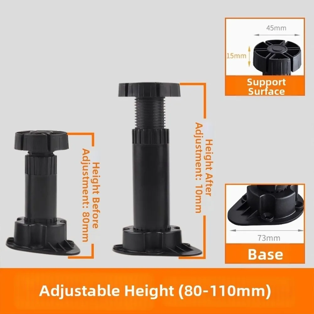 Heavy Duty Cupboard Foot Load Bearing Bracket Anti-Slip Cabinet Leg 8/10/12/15cm Adjustable Height Cabinet Levelers For Bathroom