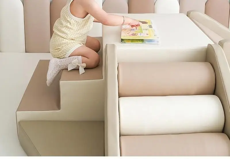 Early Education Center Soft Play Training Slide Set, baby Climbing Ladder, Sensory Crawling baby Staircase, Indoor Soft Slide