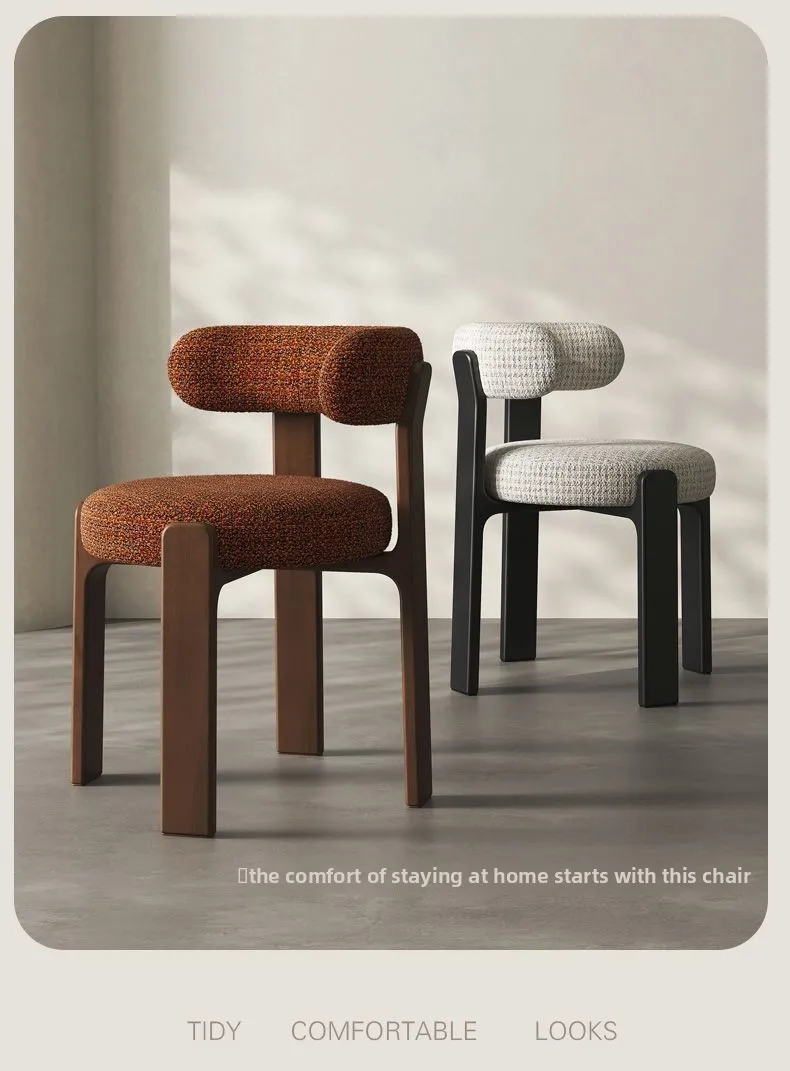 Modern Iron Art Upholstered Dining Chair Chenille Fabric High Resilience Foam Seat Chair for Home Kitchen Living Room Cafe"