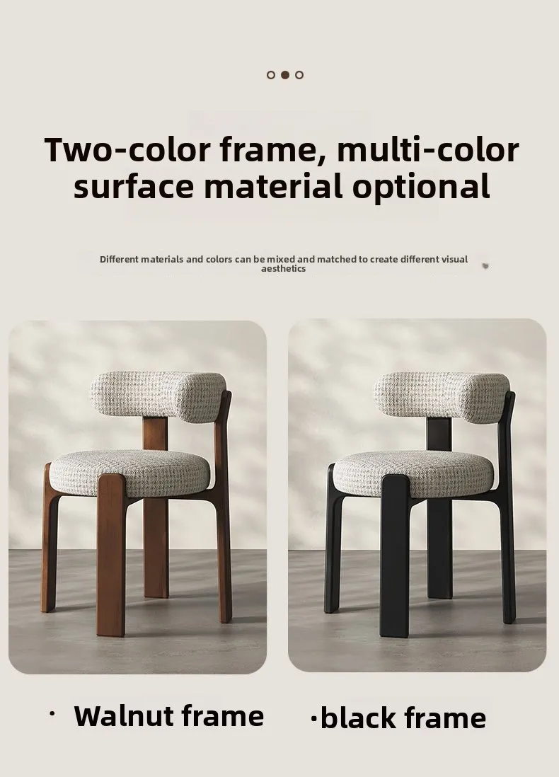 Modern Iron Art Upholstered Dining Chair Chenille Fabric High Resilience Foam Seat Chair for Home Kitchen Living Room Cafe"