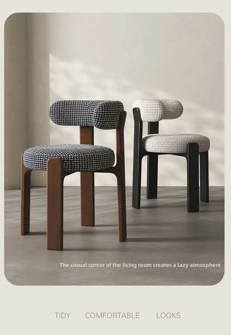 Modern Iron Art Upholstered Dining Chair Chenille Fabric High Resilience Foam Seat Chair for Home Kitchen Living Room Cafe"