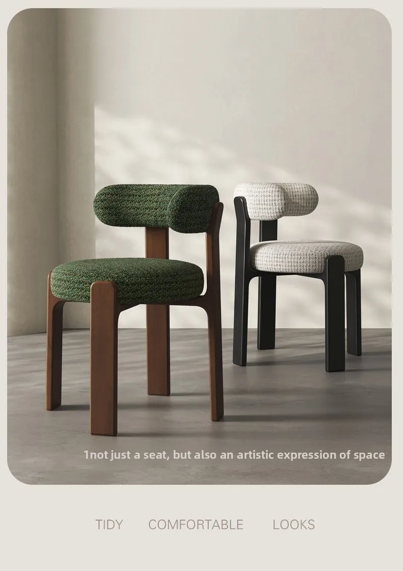 Modern Iron Art Upholstered Dining Chair Chenille Fabric High Resilience Foam Seat Chair for Home Kitchen Living Room Cafe"