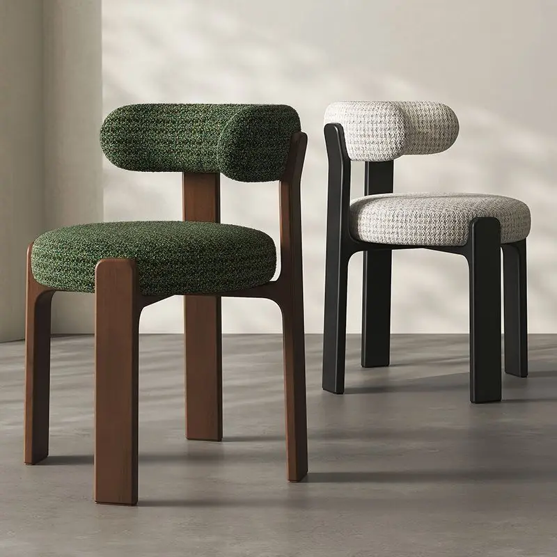 Modern Iron Art Upholstered Dining Chair Chenille Fabric High Resilience Foam Seat Chair for Home Kitchen Living Room Cafe"