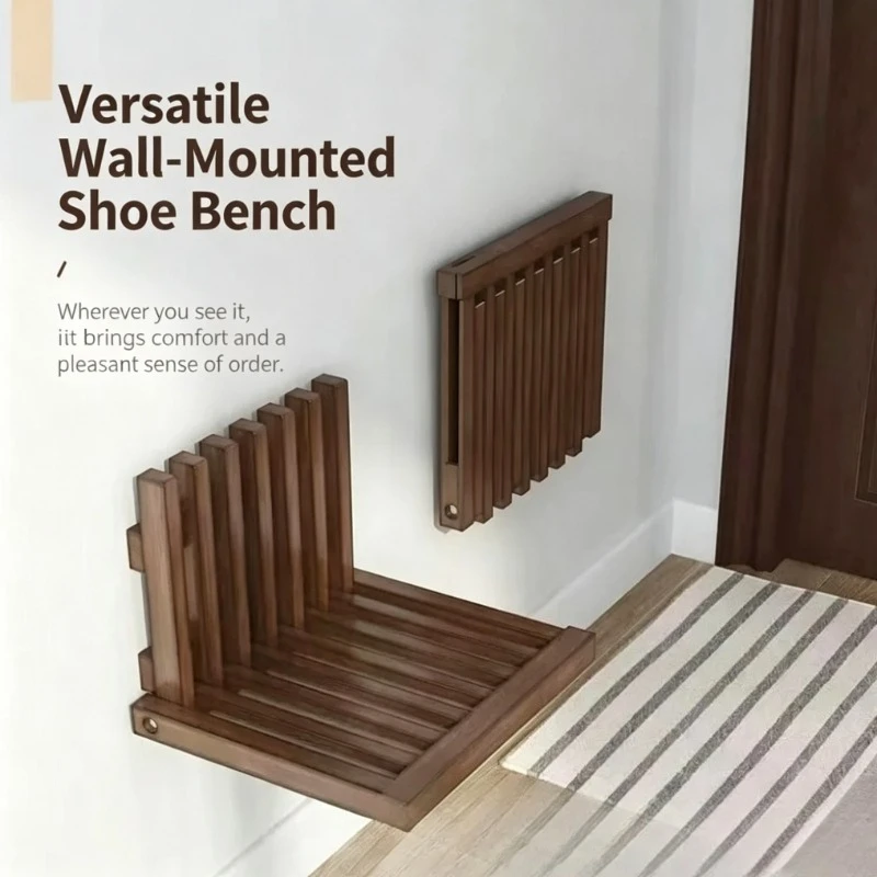 Wall-Mounted Folding Shoe Changing Stool Porch Organizer Neat Advanced Space-Saving Footwear Holder for Entrance