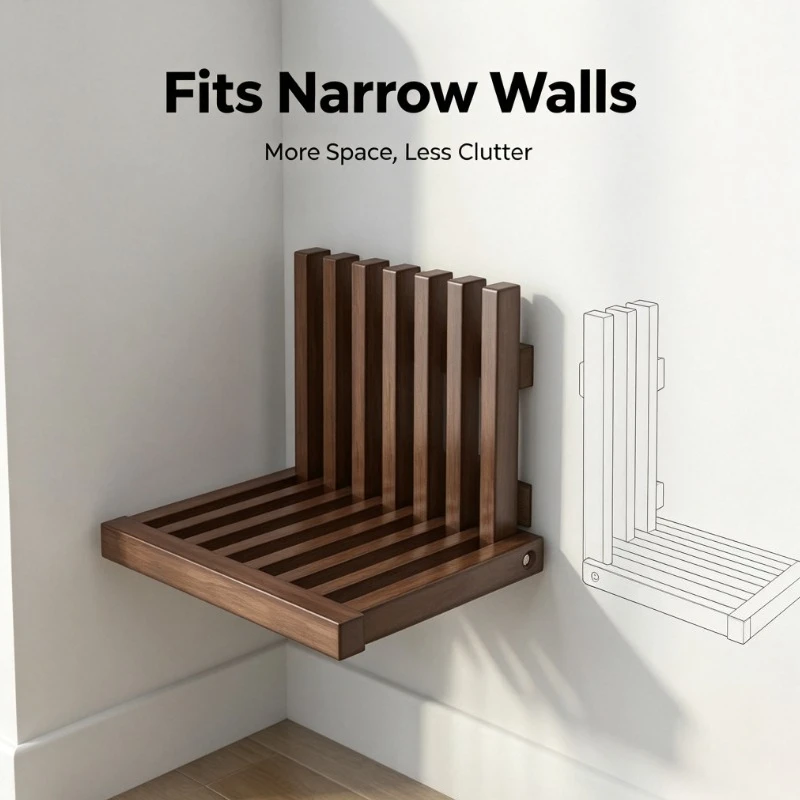 Wall-Mounted Folding Shoe Changing Stool Porch Organizer Neat Advanced Space-Saving Footwear Holder for Entrance
