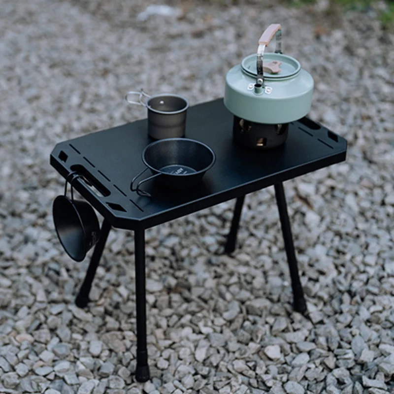 Aluminum Alloy Folding Camping Table Adjustable Height 2 Level Outdoor Portable Table with Carry Bag for Picnic BBQ