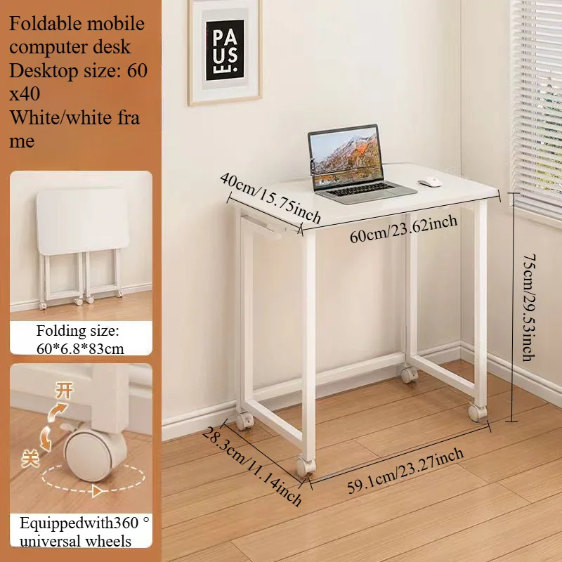 Simple Computer Desk Foldable Mobile Bedroom Makeup Bedside Small Desk Writing Desk