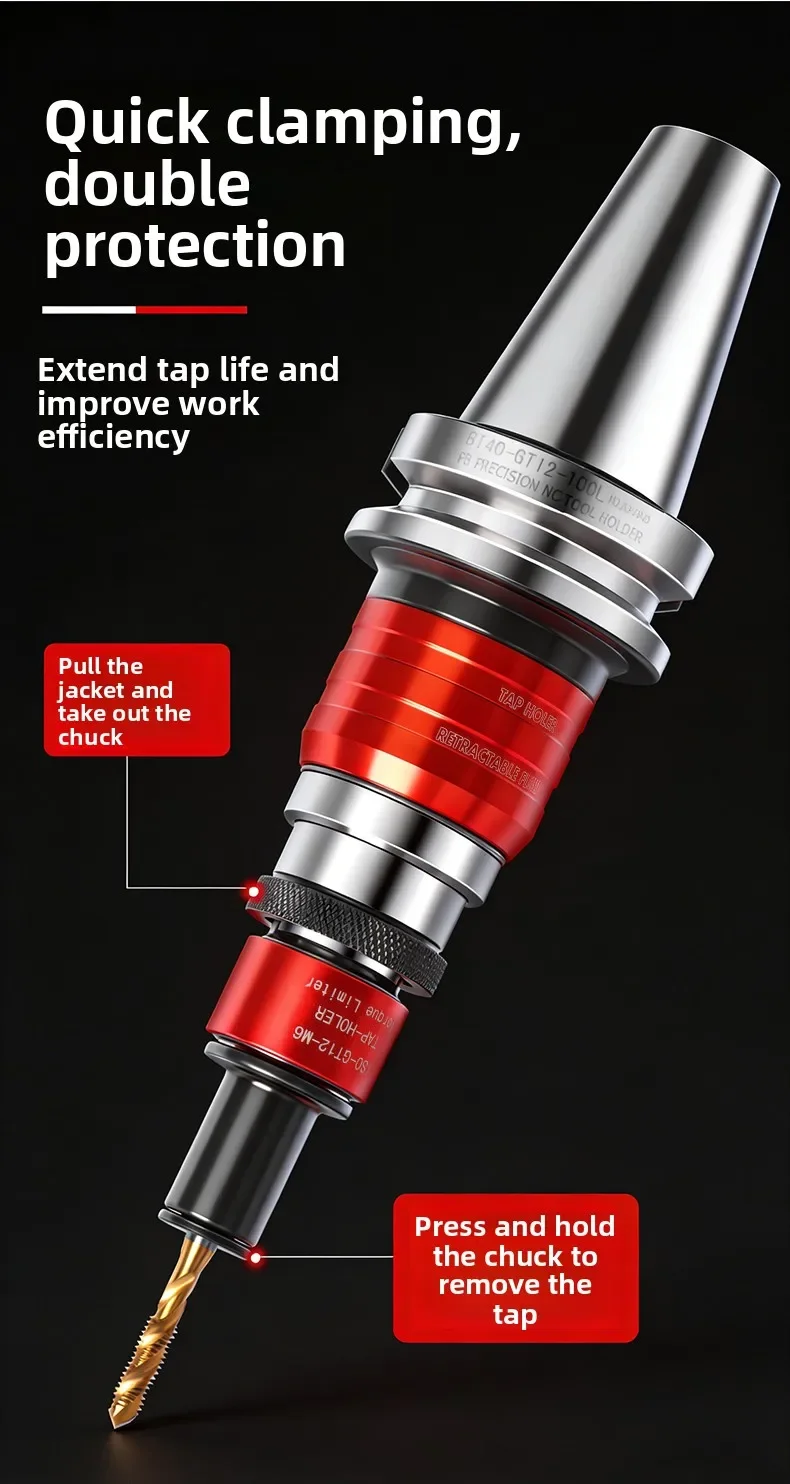 BT30-GT12 Tapping Holder Flexible Overload Protection M3-M16 for CNC Machining Center