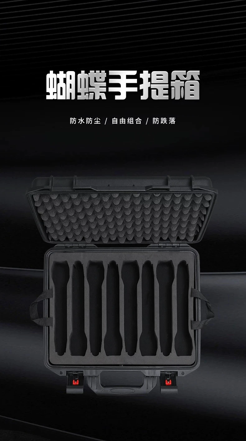 PP material double-layer microphone storage box, empty box, 8 handheld + 8 fanny packs + headset microphone vacancy