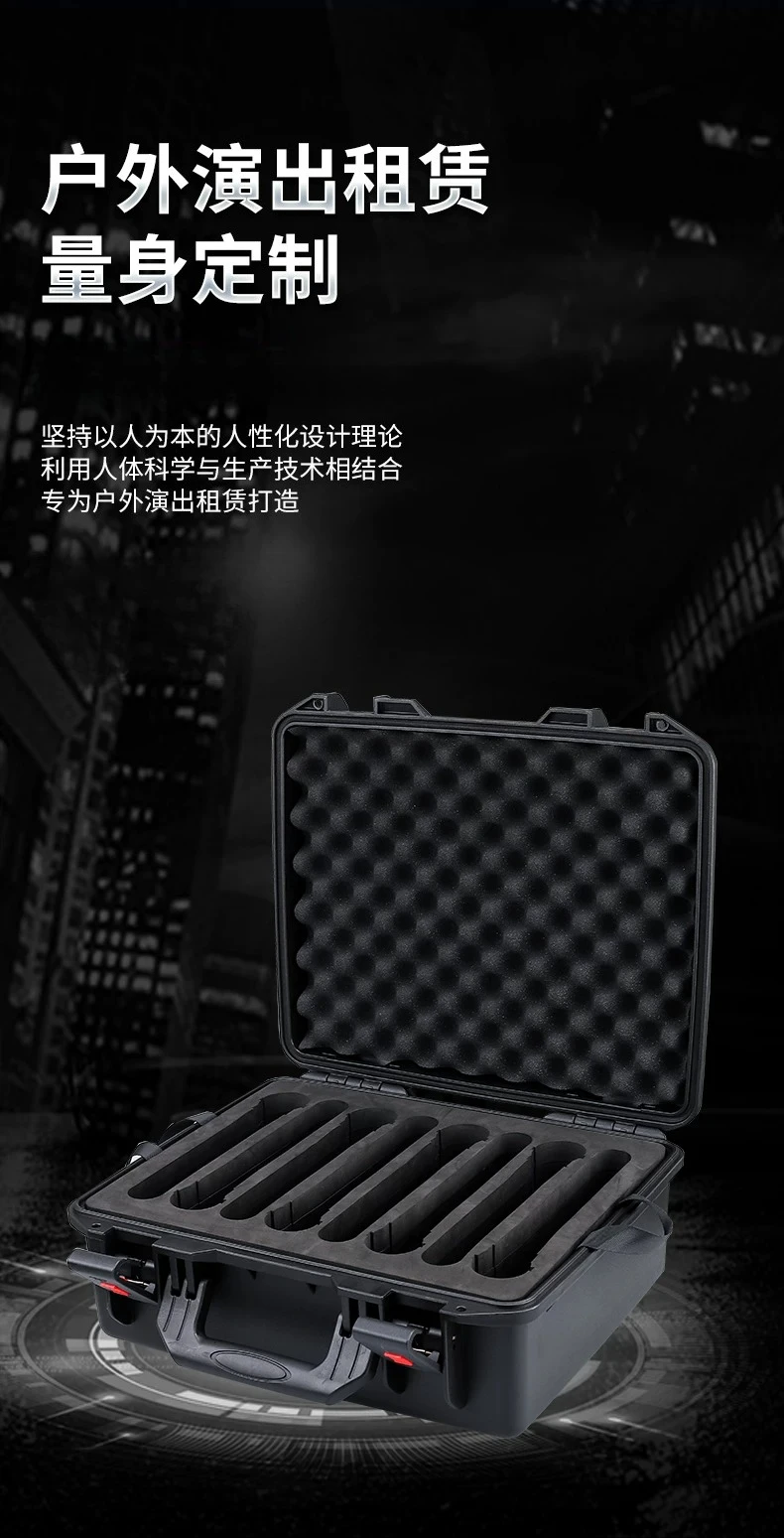 PP material double-layer microphone storage box, empty box, 8 handheld + 8 fanny packs + headset microphone vacancy