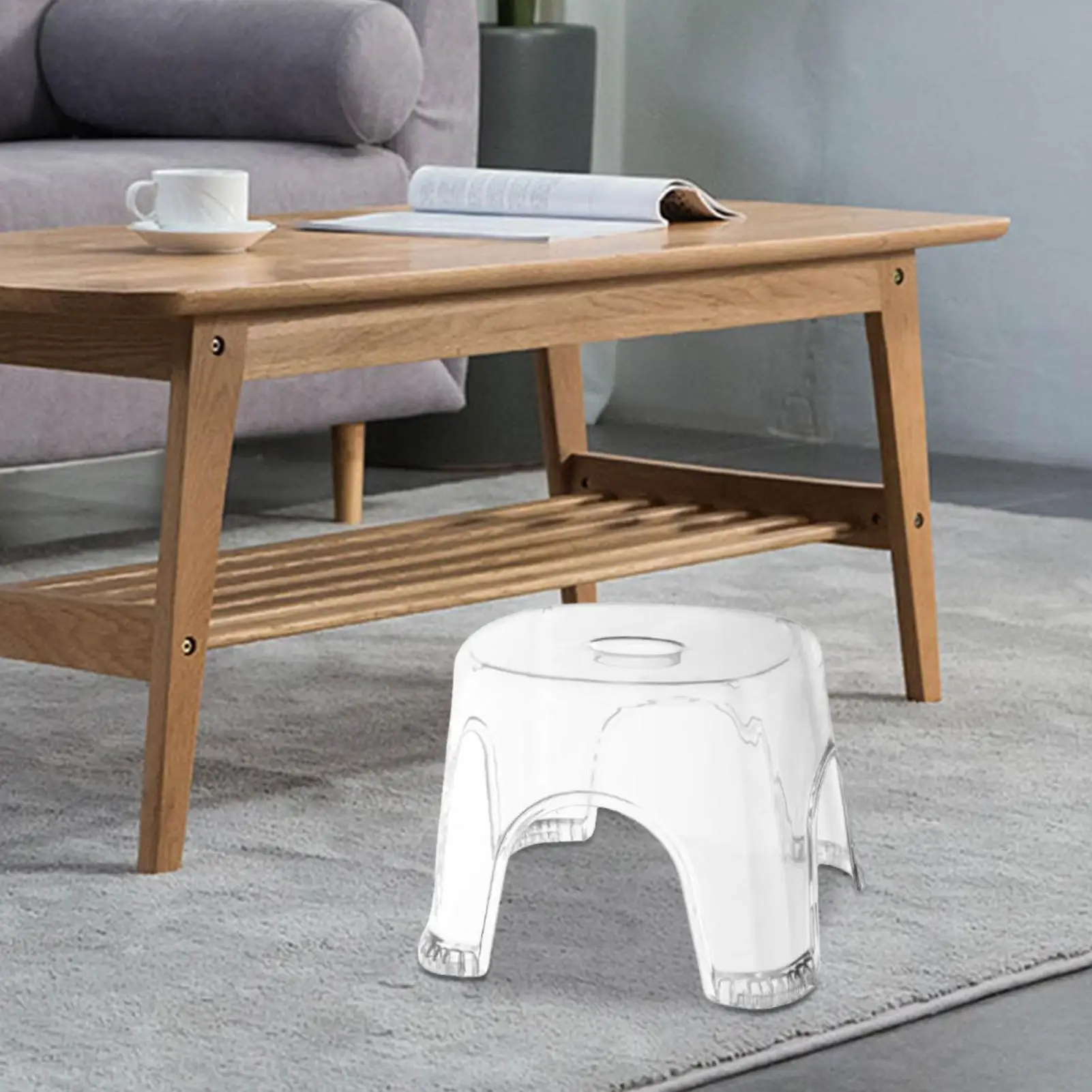 Clear Shower Foot Stool Waterproof and Non-slip transparent household children's round stool, thickened small stool