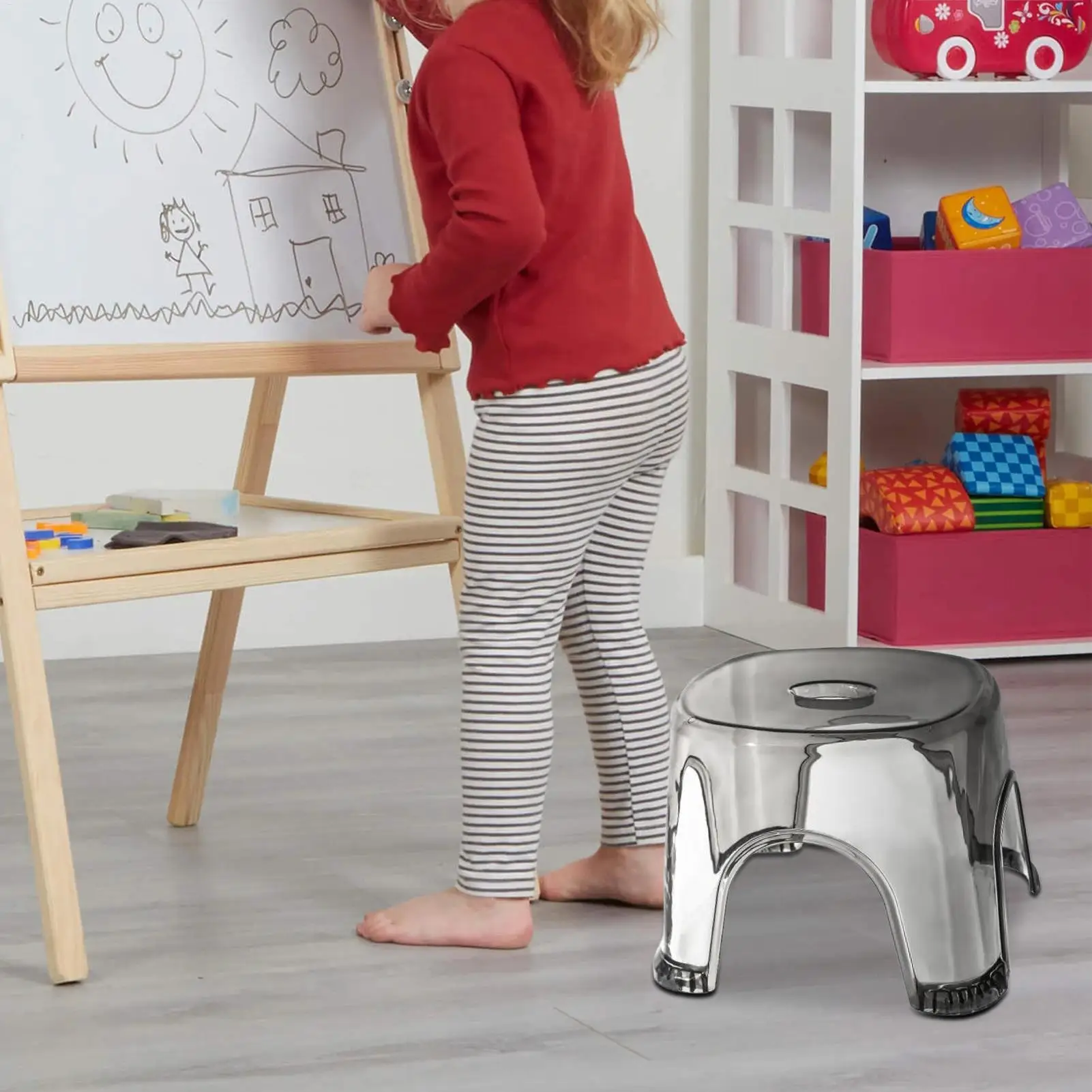 Clear Shower Foot Stool Waterproof and Non-slip transparent household children's round stool, thickened small stool