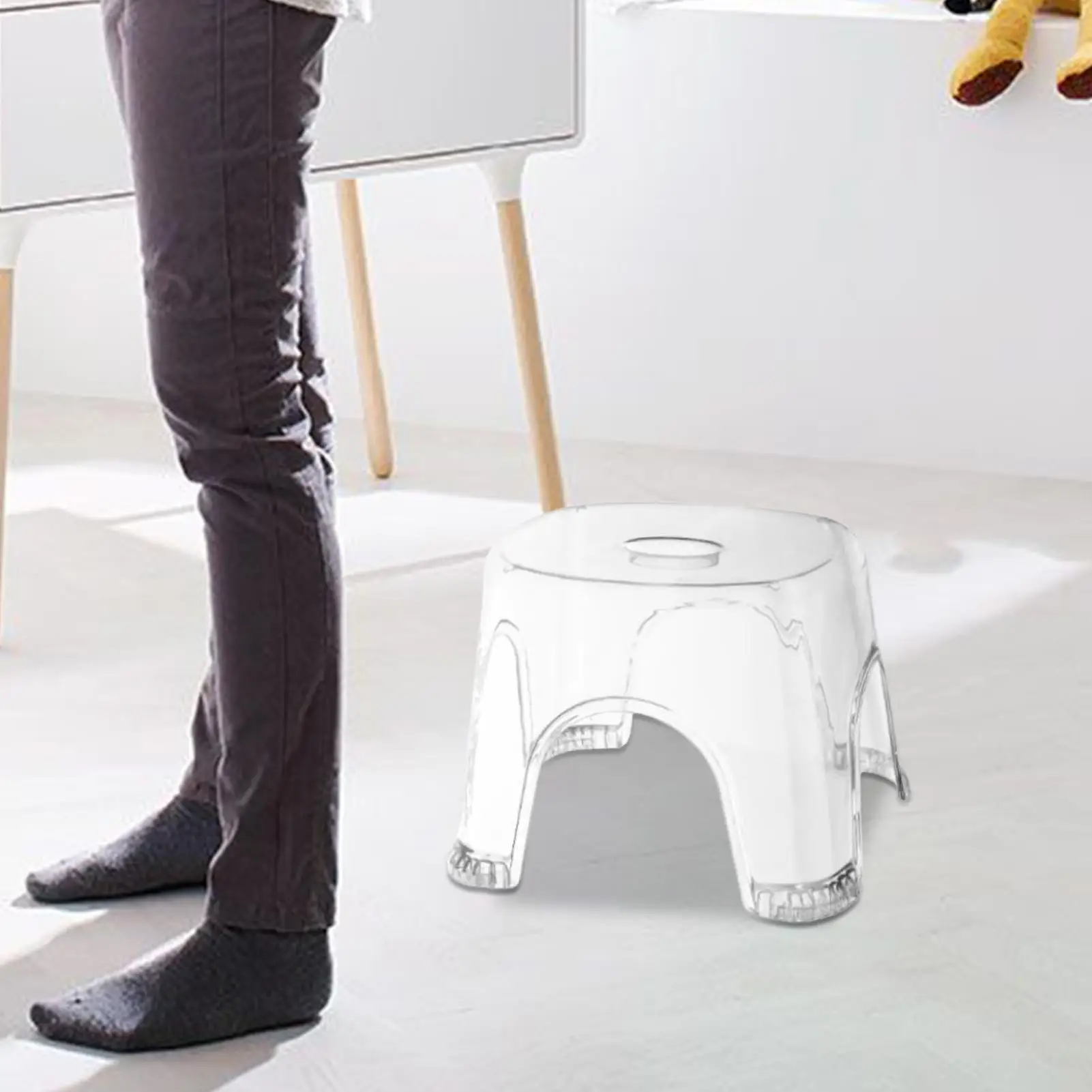 Clear Shower Foot Stool Waterproof and Non-slip transparent household children's round stool, thickened small stool