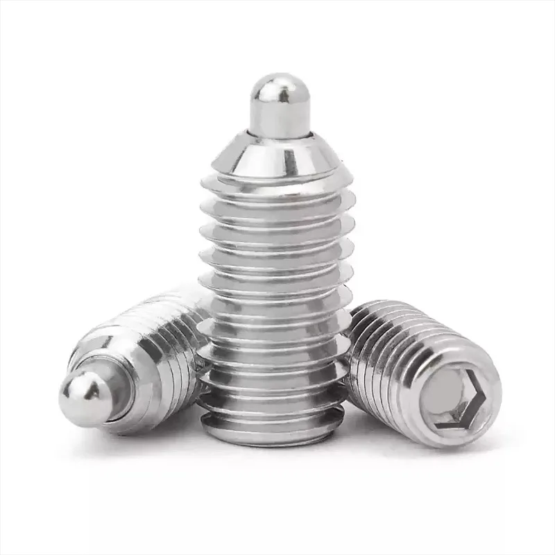 304 Stainless Steel Spring Plungers with Round-Ended Pin and Hex Socket Screw with Spring Pin M3 M4 M5 M6 M8 M10 M12