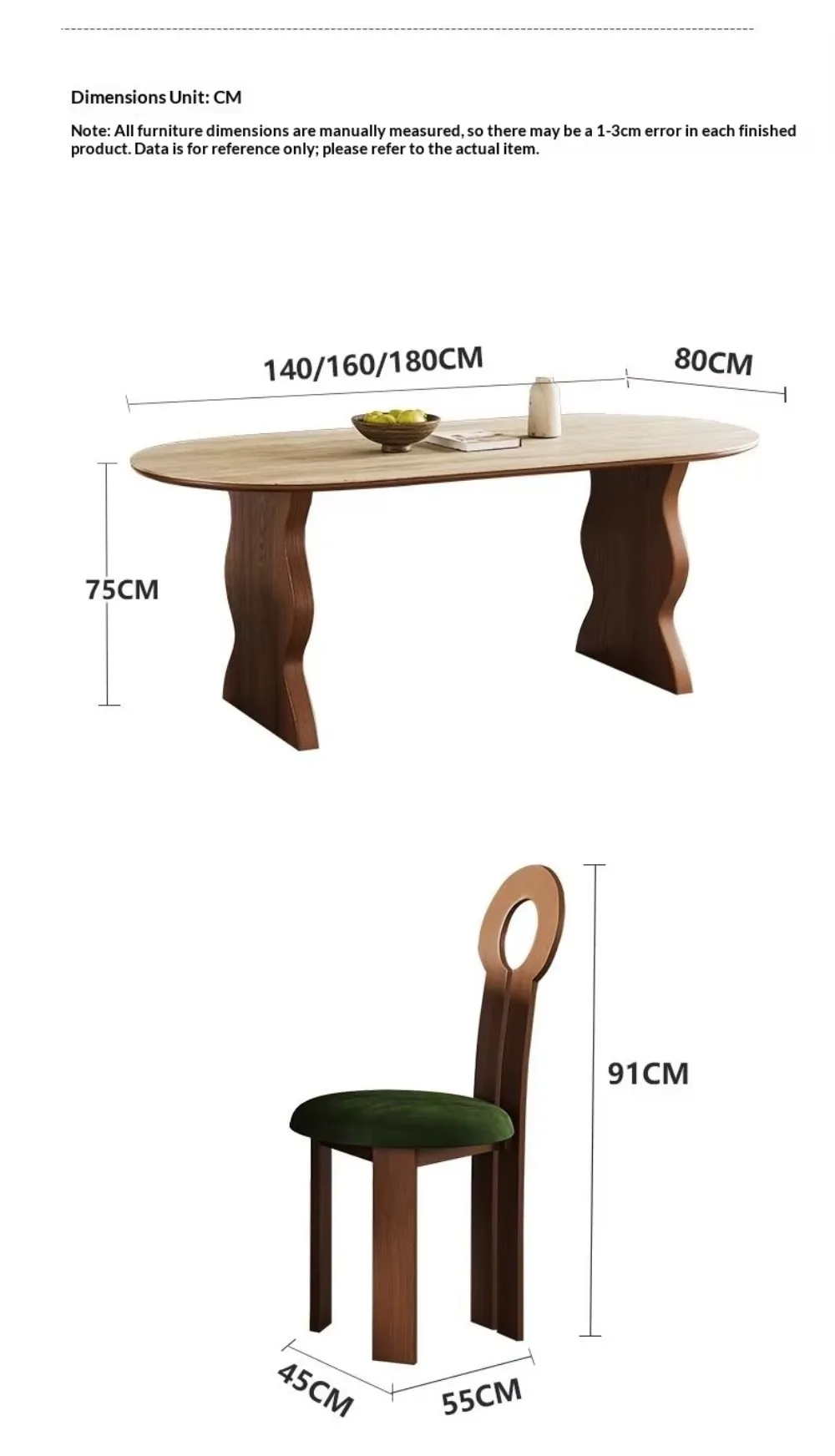 French Mid Century Oval Travertine Stone Dining Table, Solid Wood Base Small Household Dining Table Set for Living Room