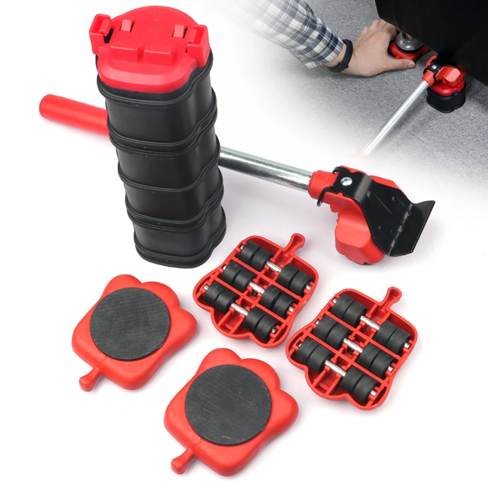 Heavy Duty Furniture Mover Set Furniture Mover Tool Transport Lifter Heavy Stuffs Moving Wheel Roller Bar Hand Tools