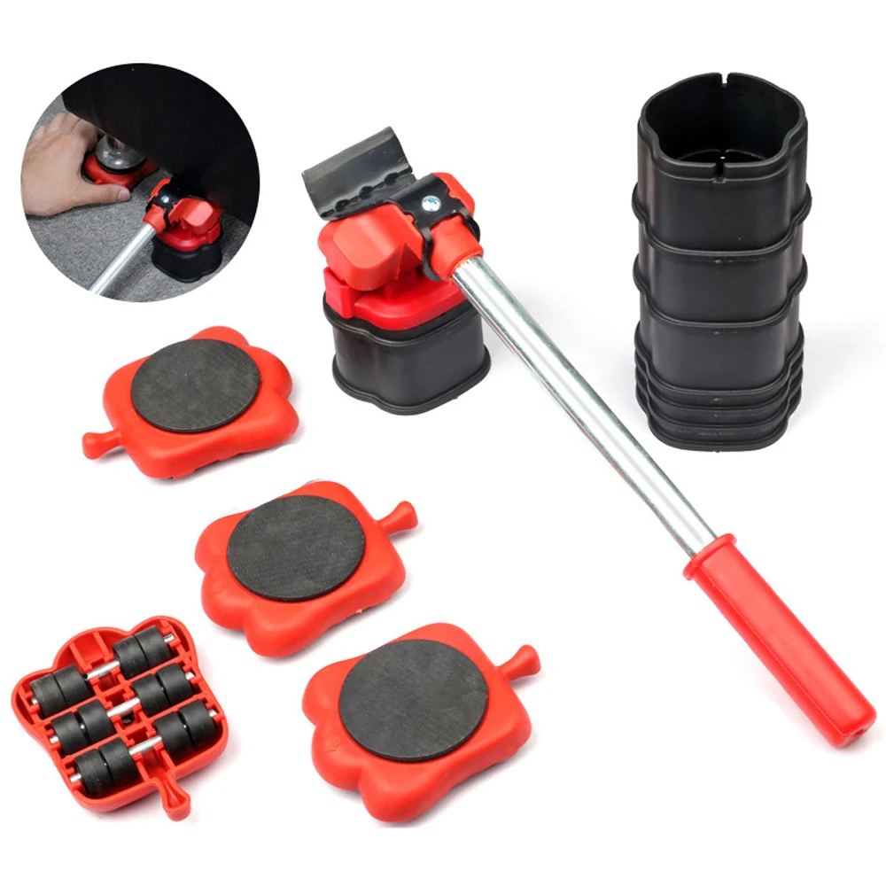 Heavy Duty Furniture Mover Set Furniture Mover Tool Transport Lifter Heavy Stuffs Moving Wheel Roller Bar Hand Tools