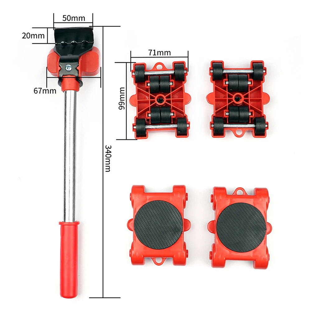 Heavy Duty Furniture Mover Set Furniture Mover Tool Transport Lifter Heavy Stuffs Moving Wheel Roller Bar Hand Tools