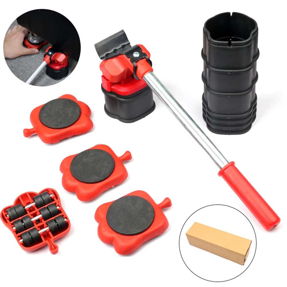 Heavy Duty Furniture Mover Set Furniture Mover Tool Transport Lifter Heavy Stuffs Moving Wheel Roller Bar Hand Tools