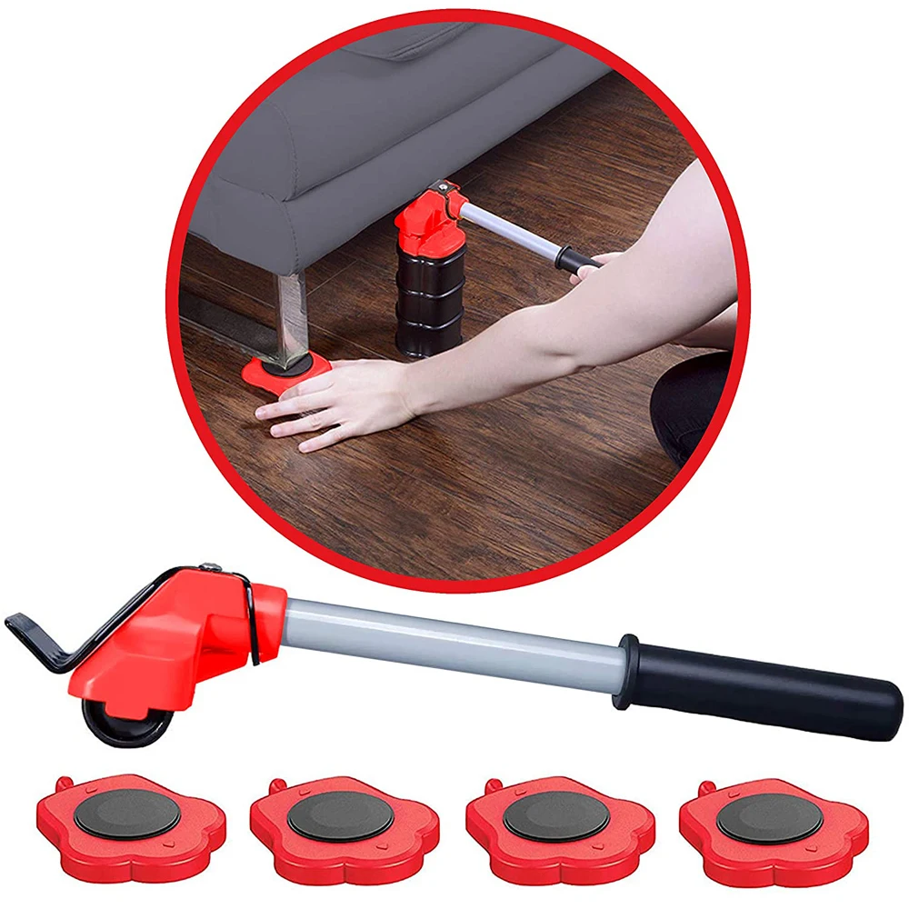 Heavy Duty Furniture Mover Set Furniture Mover Tool Transport Lifter Heavy Stuffs Moving Wheel Roller Bar Hand Tools
