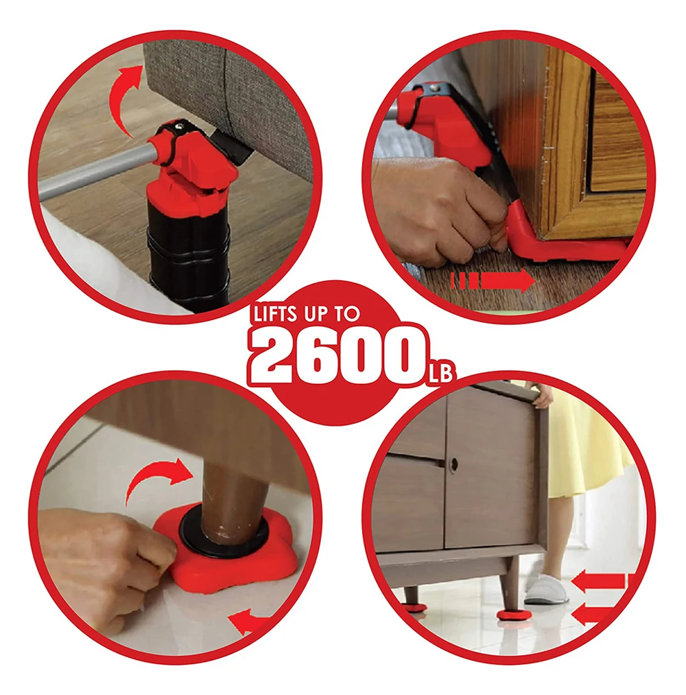 Heavy Duty Furniture Mover Set Furniture Mover Tool Transport Lifter Heavy Stuffs Moving Wheel Roller Bar Hand Tools