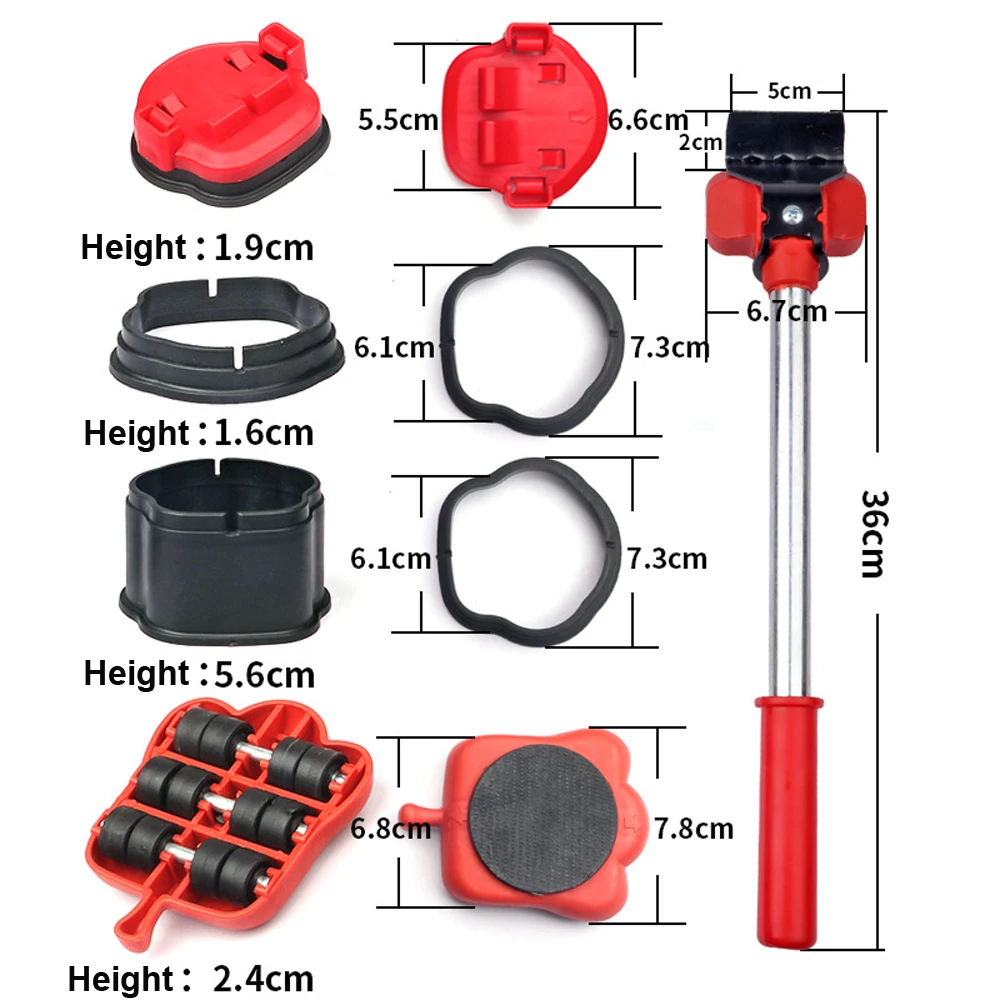 Heavy Duty Furniture Mover Set Furniture Mover Tool Transport Lifter Heavy Stuffs Moving Wheel Roller Bar Hand Tools