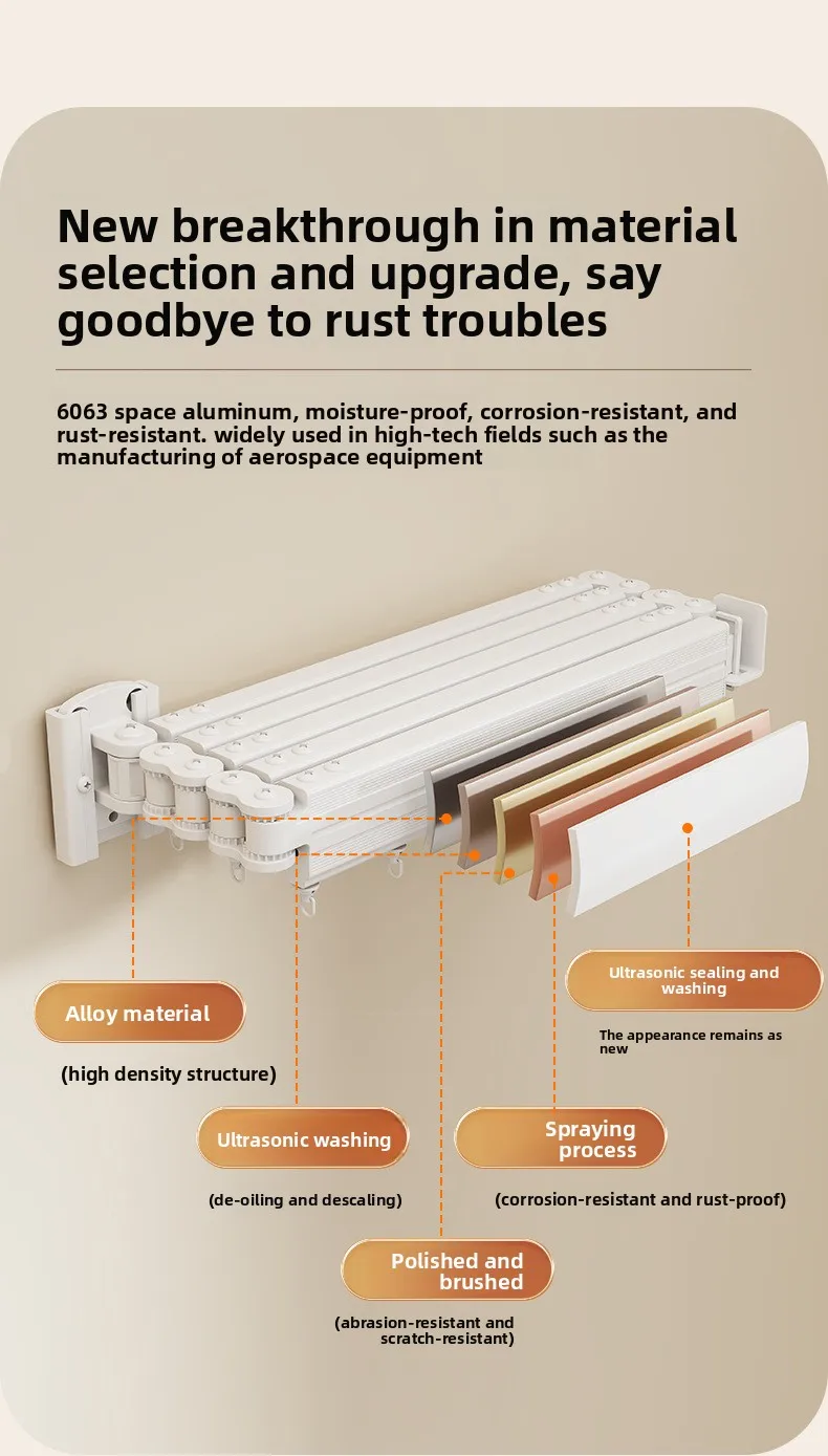 Hidden Folding Curtain Rod No Punching Bathroom Waterproof Drying Rack Toilet Telescopic Rod Partition Curtain Shower  Curtain