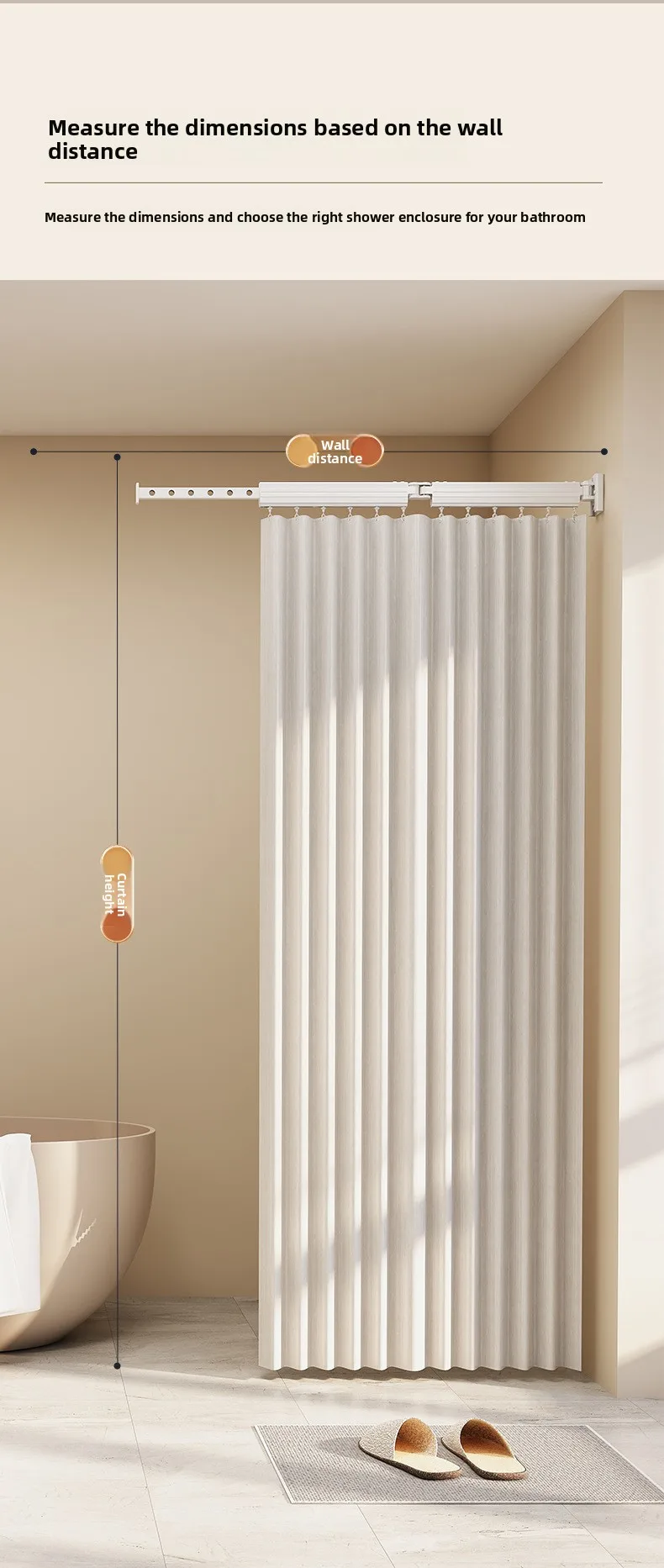 Hidden Folding Curtain Rod No Punching Bathroom Waterproof Drying Rack Toilet Telescopic Rod Partition Curtain Shower  Curtain