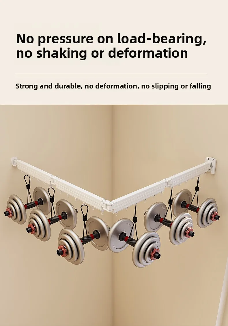 Hidden Folding Curtain Rod No Punching Bathroom Waterproof Drying Rack Toilet Telescopic Rod Partition Curtain Shower  Curtain