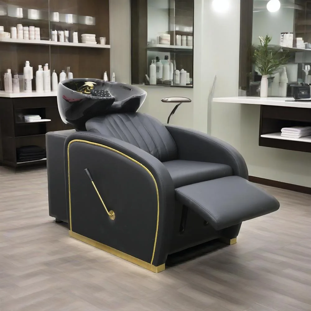 Hair salon semi-reclining shampoo chair flush bed Barber shop multi-functional flush shampoo bed