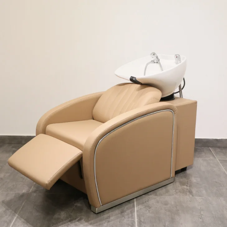 Hair salon semi-reclining shampoo chair flush bed Barber shop multi-functional flush shampoo bed