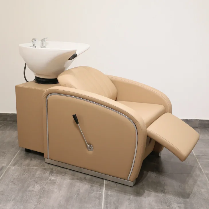 Hair salon semi-reclining shampoo chair flush bed Barber shop multi-functional flush shampoo bed